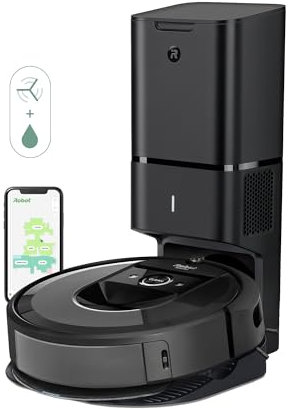 iRobot Roomba Combo i8+ Robot Aspirapolvere Lavapavimenti, Base Autosvuotante, Memorizza la Planimetria della Casa, Adatto per Peli di Animali Domestici, Spazzole in Gomma, Wi-Fi, App, Argento