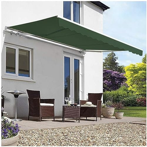 PJDDP Manuelle Einziehbare Markise mit Handkurbel, Gelenkarmmarkise wasserabweisend Sonnenmarkise Winkel Verstellbar Sonnenschutz für Fenster Terrasse Balkon Garten,4x3M/13x10FT