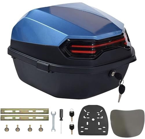 FJAUOQ Motorrad Topcase für Roller Motorradkoffer Heckkoffer Kofferraum mit Rückenlehne Abschließbar Universal Wasserdicht Motorräder Heckbox für Moped Mofa Motorcycle,E,40x40x28cm