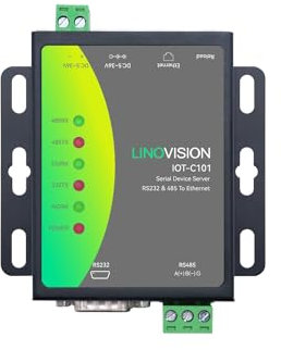LINOVISION Servidor Serie de Doble Puerto, Convertidor RS485 y RS232 a Ethernet, Conversión Modbus RTU/TCP, Convertidor RS485 y RS232 a RJ45, Procesador Actualizado
