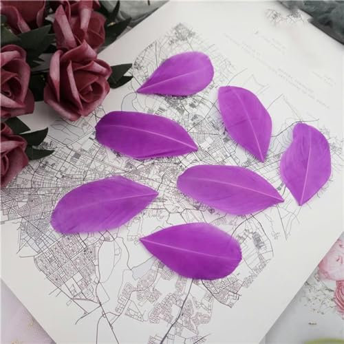 Piume d'oca colorate all'ingrosso 5-8 cm Accessori per cigni naturali Creazione di gioielli Decorazione per feste di nozze-Fucsia-200 pezzi