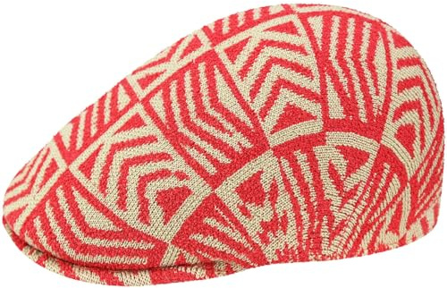 Kangol Network 507 Flatcap Schirmmütze Schiebermütze Herren - mit Schirm Sommer Frühling-Sommer - L (58-59 cm) beige-rot