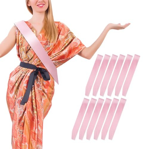 DIY Plain Satin Sash,Blank Satin Schärpen,Deko Schärpe Bride Für Hochzeit Party,12 Stück Blank Hen Night Party Schärpen,Schärpe 12 Stück Rosa Schärpen,Einfarbig Schärpe,DIY Schärpe,Party Dekorationen