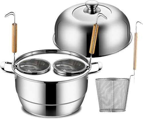 Pentole per Noodle, Set di Inserti per Cuocipasta a 2 Fori, Pentola Commerciale, Coperchio Appendibile, con Divisore e Colino per scolapasta, per Pentole per Cucina Domestica e Ristorante