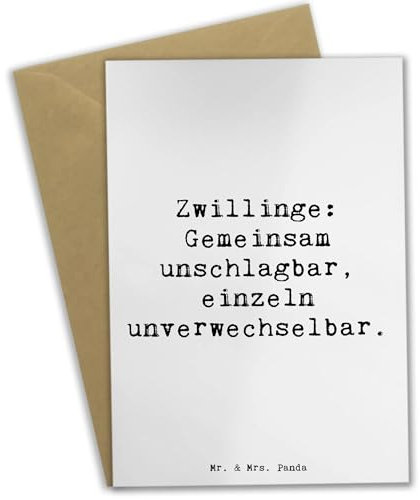 Mr. & Mrs. Panda babykarte Spruch Unschlagbare Zwillingsgeschwister - Geschenk, Geschwister, einladungskarten, dankeskarten, Klappkarte, weihnachtskarten, Grußkarten, Einzigartigkeit, hochzeitskarten
