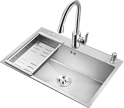 ZHENCHAO Fregaderos de Cocina bajo encimera para encimeras de Cuarzo, Fregadero de Cocina bajo encimera de 68 cm, Fregadero de Cocina pequeño de un Solo Recipiente, fregaderos de Acero INOX