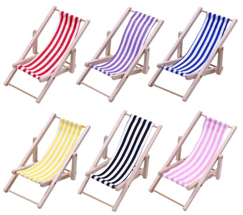 Miniature en Bois Chaise de Plage, Bois Dollbox Chaise de Jardin, Maison de Transats, Chaise de Plage pour Maison de, Décoration de Jardin féerique, Plage Chaise en Bois