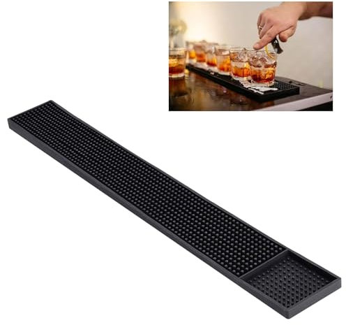 Tappetino scolapiatti sottile, 60 x 8 cm, sottile, in gomma, antiscivolo, per cucina, sottile, per caffè, bar, cucina, asciugatura tramite drenaggio
