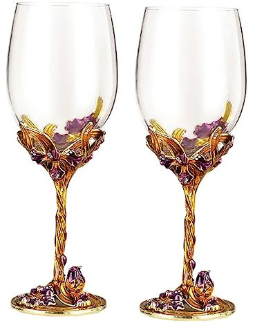 Generico 2 Pz Bicchiere Da Vino Iris Bicchieri Da Whisky Bicchieri Da Vino in Oro Rosa Bicchieri Da Vino Decorativi Bicchieri Da Vino Senza Stelo Bicchieri Da Vino Quadrati Calici Golden