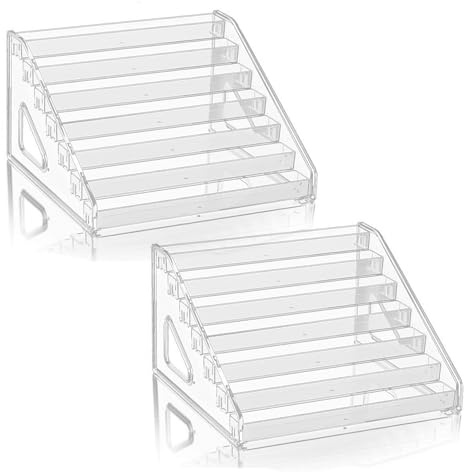 YANMAKE 7-Tier Nail Polish Organizer Rack, 2 Pack Storage Holder Stand for Sunglass Organizer, Greeting Card, Postcard Storage Shelf