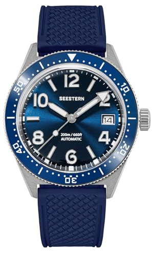 Sugess Super LUME x välvd safir kristallglas 200 m mekanisk dykare herrklocka S434-2,05, SILVER