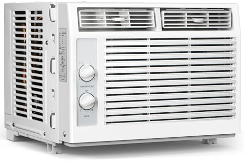 KISSAIR 5000 BTU Window Air Conditioner - Cools up to 150 m2 - Ultra Quiet Window Air Conditioner with Mechanical Controls, 2 Fan Speed, Small Window AC Unit, Ideal
