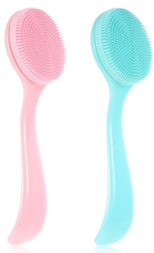 BOHUIZ 2Pcs Silicone Face Brush Manual Face Scrub Brush, Soft Facial Cleansing Brushes Waterproof Exfoliating Brushes Skin Friendly Cleaner Scrub for Blackheads Makeup Residues Removal