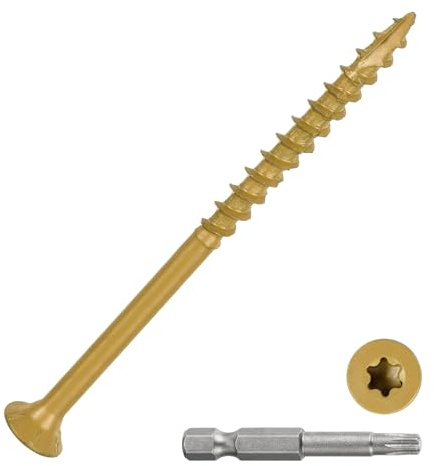 DTGN #10x3 Deck Screws - 100Pack - Good for Decks, Fences, Frames, Farms, Outdoor Furniture - Carbon Steel Wood Screws W/ T25 Torx Star Drive Bit - Tan