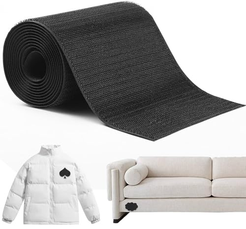 TFLPUO Flicken Selbstklebend Stoff, 10 × 160cm Textilklebeband Gewebe-Reparaturband Wasserdicht Gewebeklebeband Reparatur Schwarz für Autositze Zelt Markise Daunenjacke Segeltuch Löcher