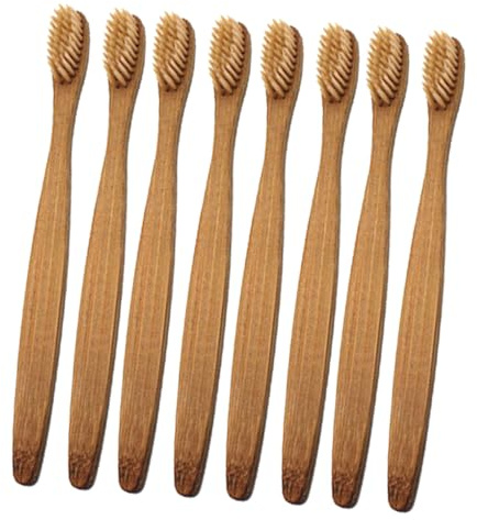 Mipcase 8 Pièces Brosse à Dents En Bois Lot De Brosses à Dents Écologiques Durables Pour Maison Hôtel Voyage Soins