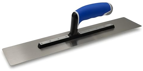 DEWEPRO Glättekelle Edelstahl 405x80x1 mm – für Steinteppich, Microzement & Dekorbeton – Profi Stone Carpet Trowel mit 3K Soft-Grip Griff