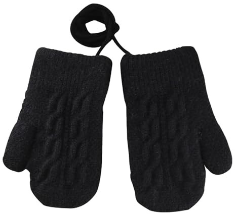 Kinder Winter Warme Fäustlinge mit Schnur 1-4 Jahre Alte Mädchen Jungen Dicke Hang Neck Fäustlinge Baby Kleinkind Wärmende Fleece Futterte Handschuhe Weich Doppelt Strickhandschuhe Schnee Handschuhe