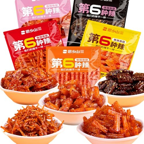 spuntini Cinesi Latiao 5 Confezioni Snack Piccanti in Mix | Latiao | Sapori Intensi Snack Autentico Cinese | Vegetariano | Classici Latio Snacks