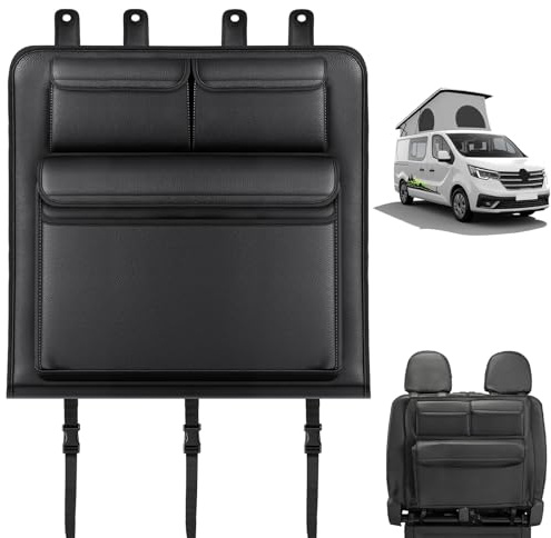 Organizador Asiento Trasero de Coche repuesto para Renault Trafic, Protector de Respaldo Plegable, Bolsa de Almacenamiento para Coche, Fácil Montaje para Viajes y Diario Piel Sintética (Doble)