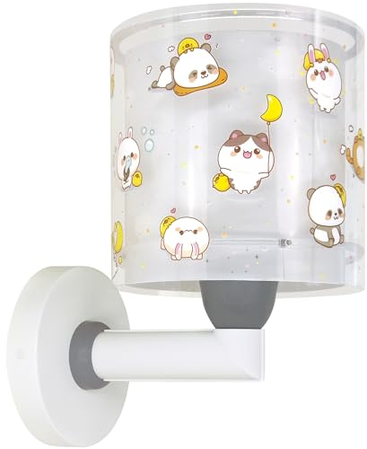 Dalber Kinder Wandlampe Kawaii Tiere Grau 41769E | Wandleuchte; Kinderzimmer; E27 - 1 x 15W