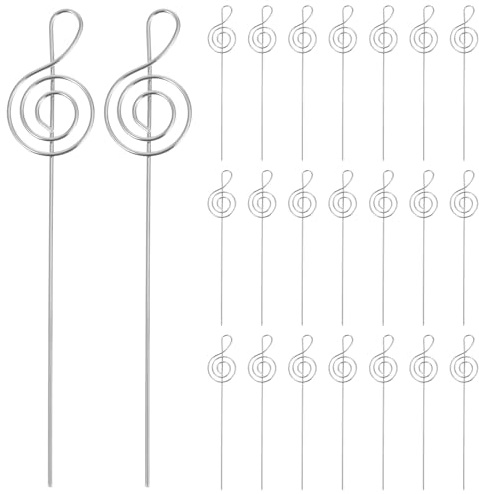 DIYEAH Lot de 60 porte-cartes de table en fil métallique, support pour photos en forme de note de musique, pour centres de table, pinces pour photos, menus, mémos, loisirs créatifs