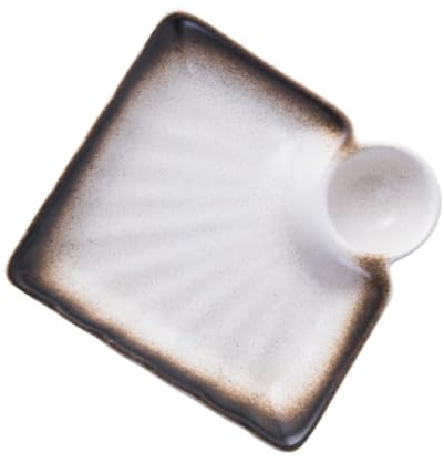 HOODANCOS Piatto Per Salsa in Ceramica Beige Resistente a Salse Calde e Fredde, Piattino Quadrato Per Antipasti e Condimenti, Per Casa, Ristoranti e Catering