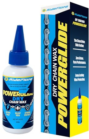RideFlare POWERGLIDE Dry Bike Chain Wax, 60ml / 2oz - Ultra Fast & Silent, Saves 4-5 Watts, Repels Dust & Mud, Eco-Friendly Lube for Road, Mountain, Gravel, E-Bike