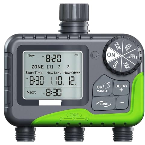 1 timer for irrigazione a 3 uscite, programma di controllo indipendente, irrigatore da giardino digitale(3 Zone timer)