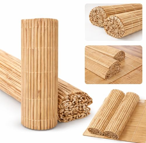 Midway Center Bamboo Fence Screening, Natural Slat Panels for Outdoor Garden Privacy, Wind and Sun Protection (H: 1M x L: 4M)