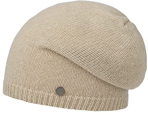 Lierys Merino Cashmere Lång Beanie by Damer/Herrar - Made in Germany merinomössa stickad mössa ullmössa Oversize, Oversize Vinter höst-vinter - One Size beige