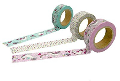 Papierdrachen 3 Rollen Washi Tape - Einhorn - Klebeband zum Dekorieren von Bullet Journals und Geschenken - Masking Tape Set 4 für Scrapbooking und DIY-Projekte