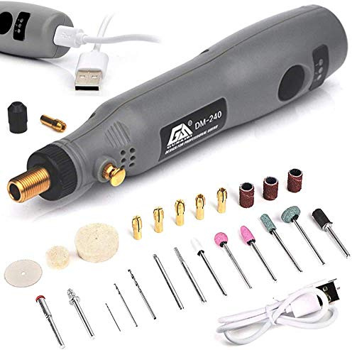 Herramientas rotativas inalámbricas, mini taladro eléctrico con juego de accesorios, kit multiusos de 3 velocidades para cortar, perforar, grabar, pulir, madera jade piedra pequeña artesanía