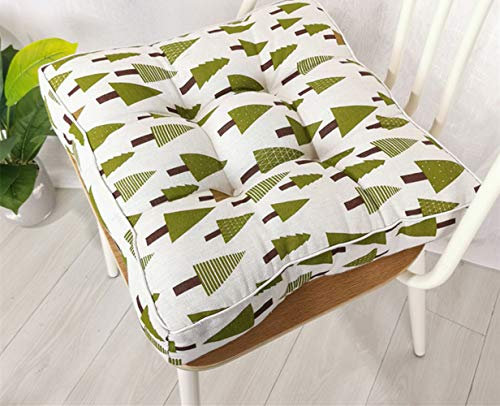 FANSU Stuhlkissen Sitzkissen Sitzpolster, Druck Rechteck Leinen Weiches Atmungsaktiv Komfortable Füllung Tatami Sitzauflage für Stuhl Zuhause Indoor Outdoor Garten (45×45×10cm,Zypresse)