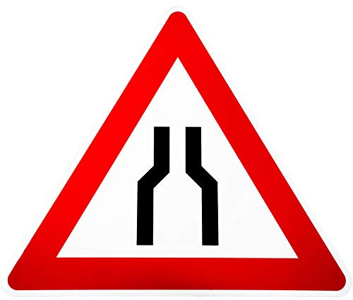 BauSupermarkt24 ORIGINAL Verkehrsschild Nr. 120 * verengte Fahrbahn * Verkehrszeichen Achtung Warnschild Strassenschild Hinweisschild Gefahrenzeichen Schild Gefahrenschild RA1