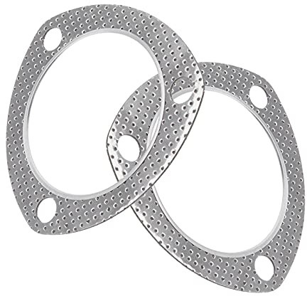 The Lord of the Tools 2er 2,5-Zoll-Rund-3-Loch-Auspuffendschalldämpfer-Flanschdichtung mit Innenring, Lochabstand 85 mm