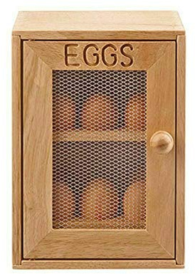 2 Tier Wooden Egg Cabinet 12x Egg Storage Holder Rack Kitchen Cupboard Stand (Bamboo)