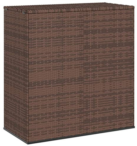 vidaXL Baúl de Cojines para Jardín Cofre Caja de Almacenaje Armario Mantas Almohadas Patio Organizador Muebles de Ratán PE Negro 100x49x103,5 cm
