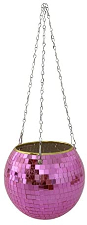 ZhuiKun Jardinière Suspendue Intérieur et Extérieur Boule Disco Pot de Fleurs Boule à Facettes avec Chaîne Vase Boule Disco Contenants de Plantes