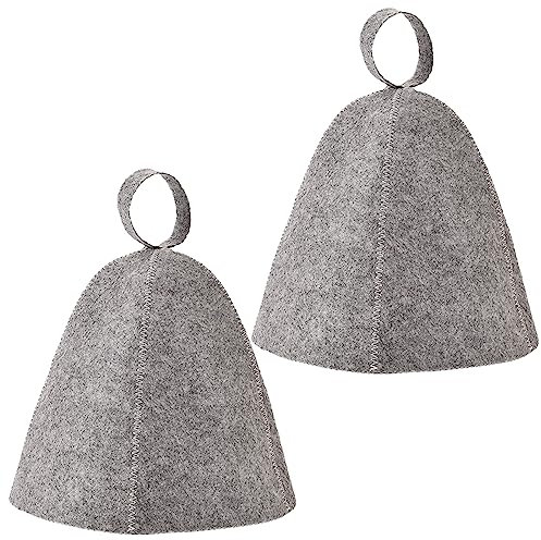 Fhioevt 2 Piezas Sombrero para Sauna Gorro de Sauna de Fieltro Gorra de Fieltro para Sauna Anti Calor Sombrero de Sauna Gorro de Fieltro para Mujer y Hombre Accesorios de Sauna (Gris)