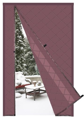 Risareyi Seitliche Öffnung Magnet Wärmeschutzvorhang Tür 110x200cm, Braun | Thermo Türvorhang Kälteschutz, aus Oxford-Stoff, Polyester-Füllung, Wasserdicht Winddicht, Kälteschutzvorhang für Balkontür