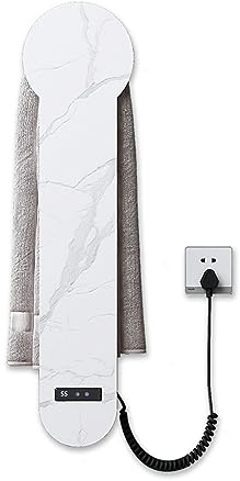 SWHC Radiator Towel Rail, Digital Display Towel Warmer White Electric Heated Towel Rail 205W Electric Towel Radiator Wall Mounted Adjustable Temperature and Timing