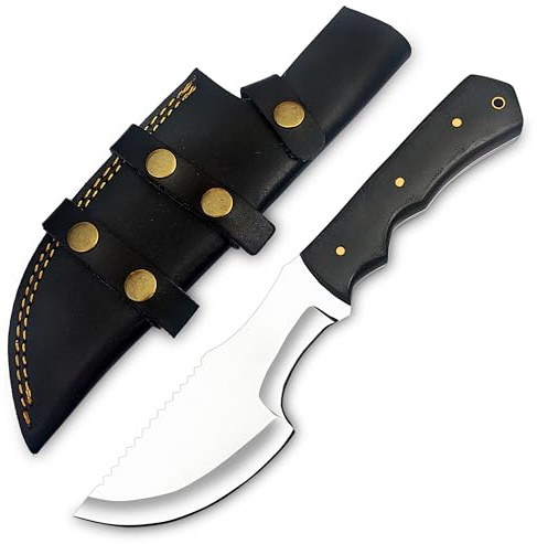 WARIVO KNIFE D2 Steel Tracker Knife 12 Inch Fixed Blade Bushcraft Survival Knife Full Tang with Micarta Handle & Leather Sheath for Camping, Hunting, Outdoor Use