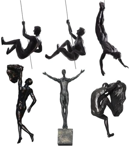 VINGAA Klettermann Wandskulpturen, 3D-Wandkunst-Dekor, 3/6 Stück, moderne kreative Harzskulptur, Klettermann, Wandskulptur, moderne dekorative Wandkunst für Männer