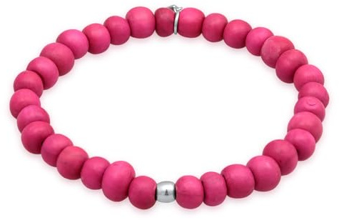 Kuzzoi Herren Armband elastisch aus Holz Perlen (8 mm) mit 925 Silber Beads