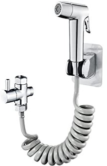 ICOBES Bidet-Sprühset for WC-Windel Bidet WC-Sprüher WC-Bidet-Sprüher Handbadezimmer Duschkopf Schlauch 3,5 m Teleskopschlauch Wasserteiler mit Halterung, Chrom