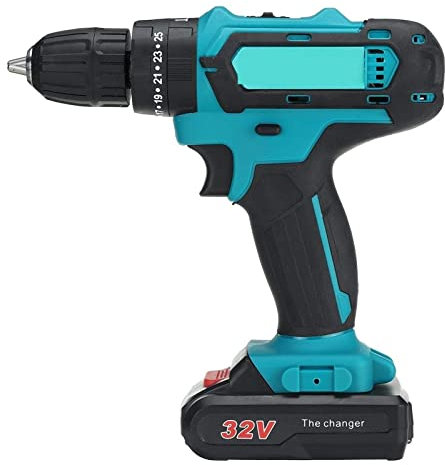Mini sierra de mesa Destornillador eléctrico inalámbrico 3 en 1 de 32V, taladro de impacto inalámbrico de velocidad Variable con 1/2 batería, par máximo de 38Nm para plásticos/metal/madera(32V 1 Batte