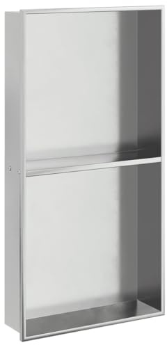 vidaXL Duschnische Silbern Gebürstet 32x62x9 cm Edelstahl