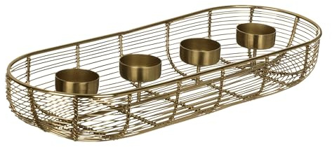 EGLO LIVING Adventskranz Hagony, Kerzenhalter Gestell für 4 Kerzen | Advent Kerzenständer für Teelichte, Tischdeko Weihnachten aus Metall in Gold, 40,5 x 14 cm