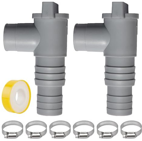 Absperrhahn Pool 32mm, Pool Schlauchhalter mit Schlauch Halter 6 X und Pool Klebeband, Pool Schlauchadapter, Absperrventil Pool Zubehör Schlauch für Oberirdische Pools und Poolpumpen (2 Stück)